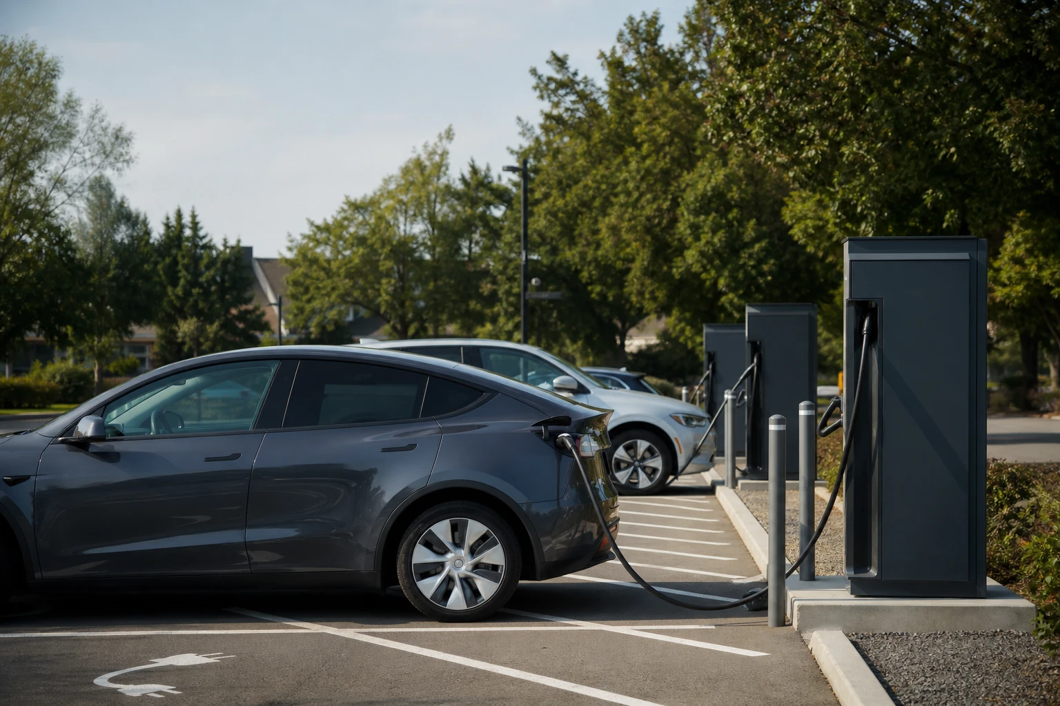 Oppmerking av elbilparkering på bensinstasjoner